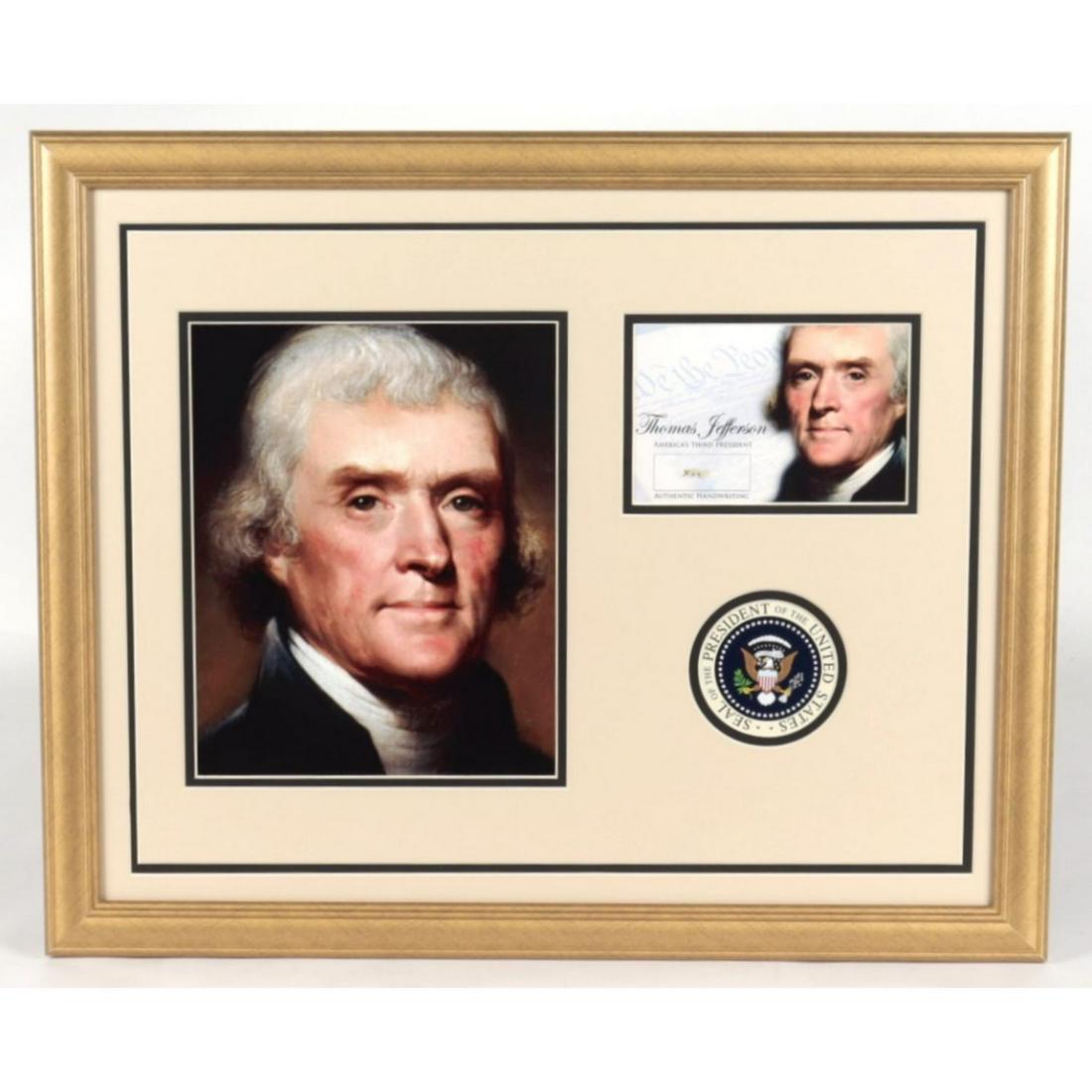 Thomas Jefferson 18x22 Custom Framed Display with (1) Hand-Written Word From Letter (JSA LOA) (1 of 2)