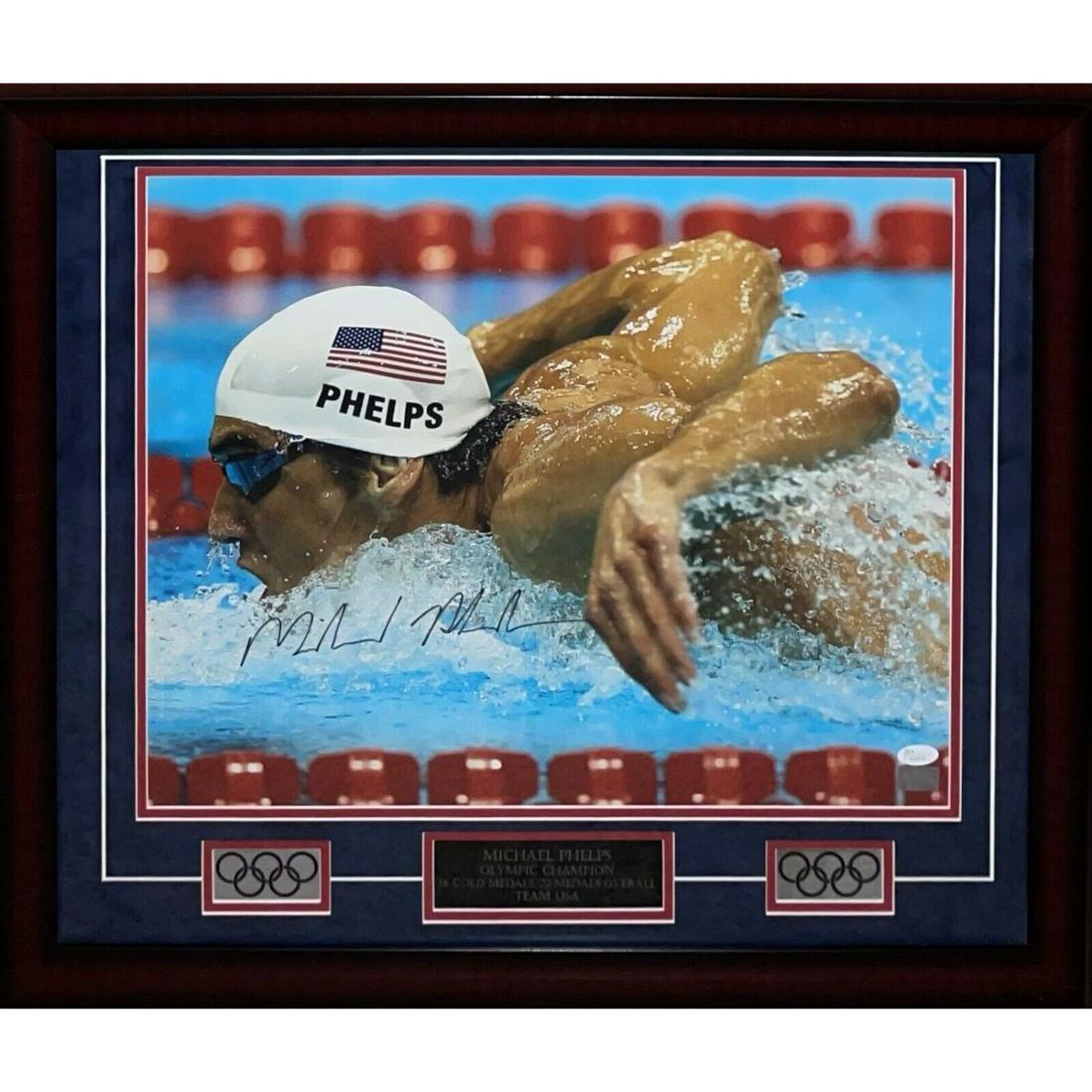 Autographed & Framed Michael Phelps Team USA 20x24 Photo Display (JSA/COA) (1 of 1)