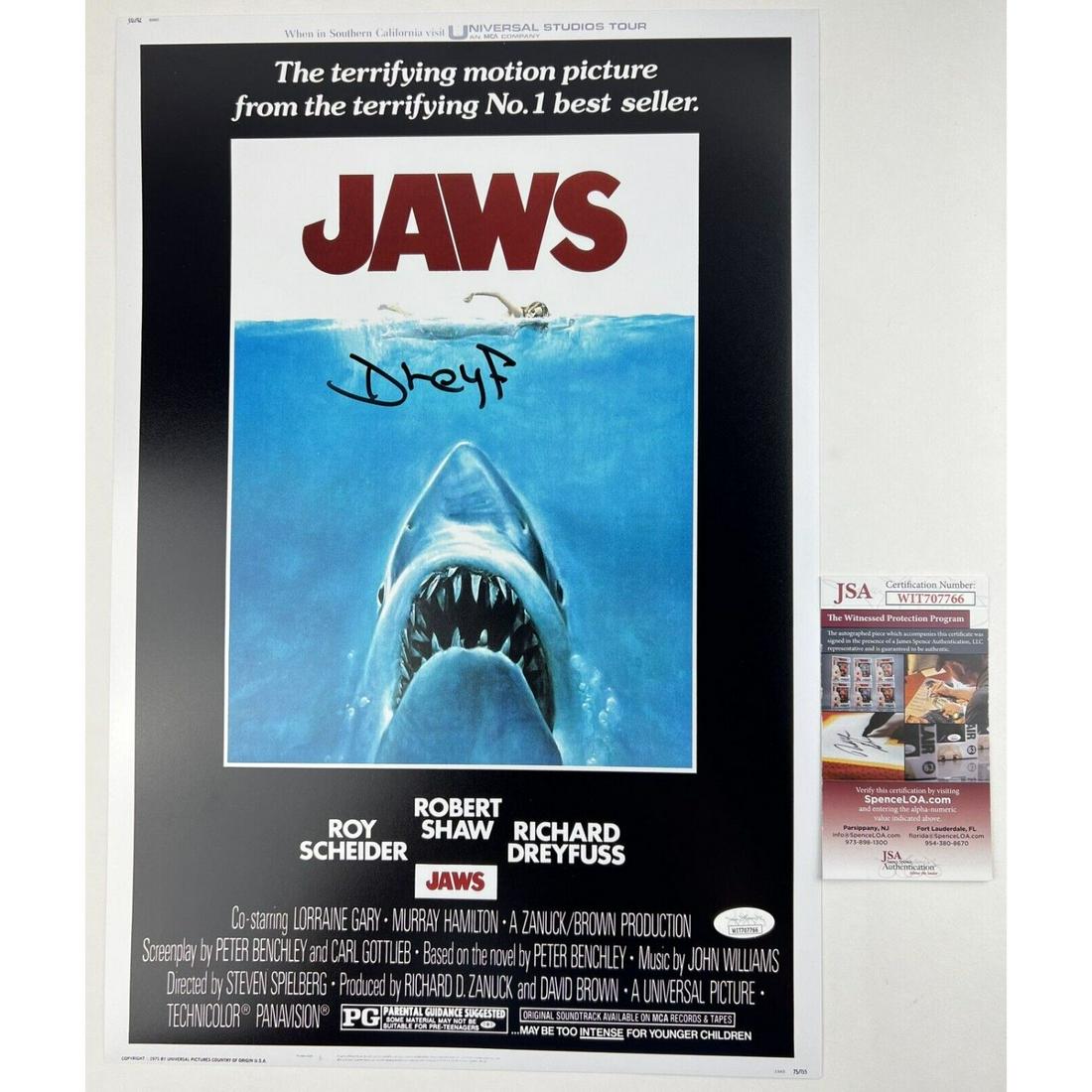 RICHARD DREYFUSS signed 12X18 Movie Poster JAWS (JSA COA) (1 of 1)