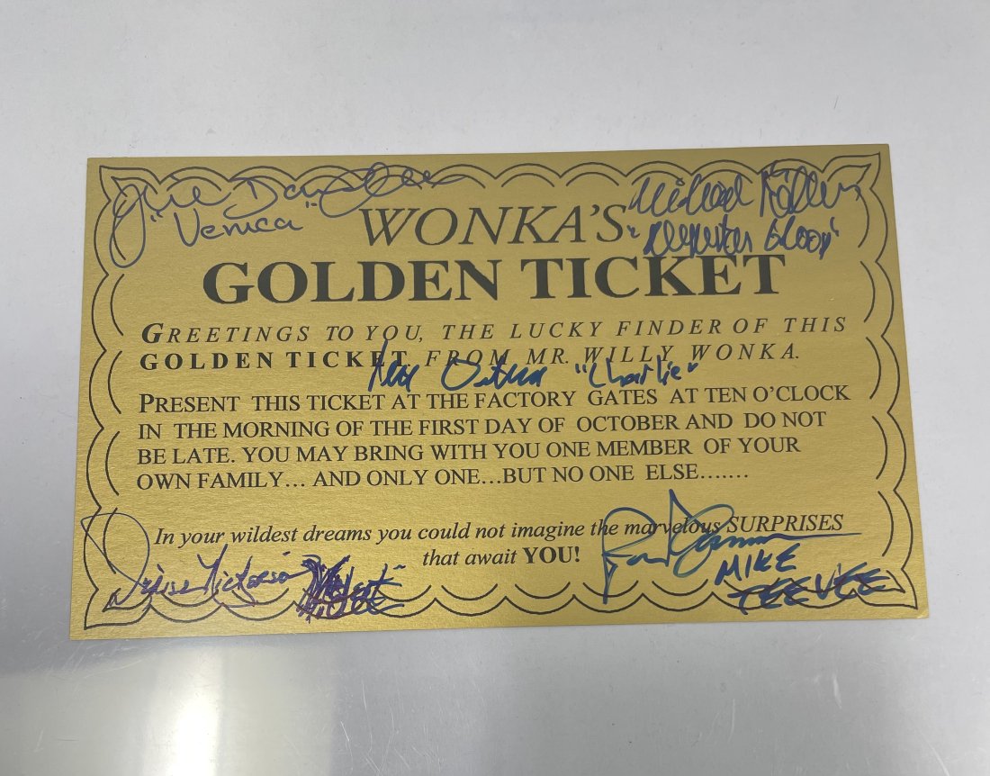 Willy Wonka Golden Ticket Replica Signed By 5 (JSA): Willy Wonka Golden Ticket Replica Signed By 5 (JSA)