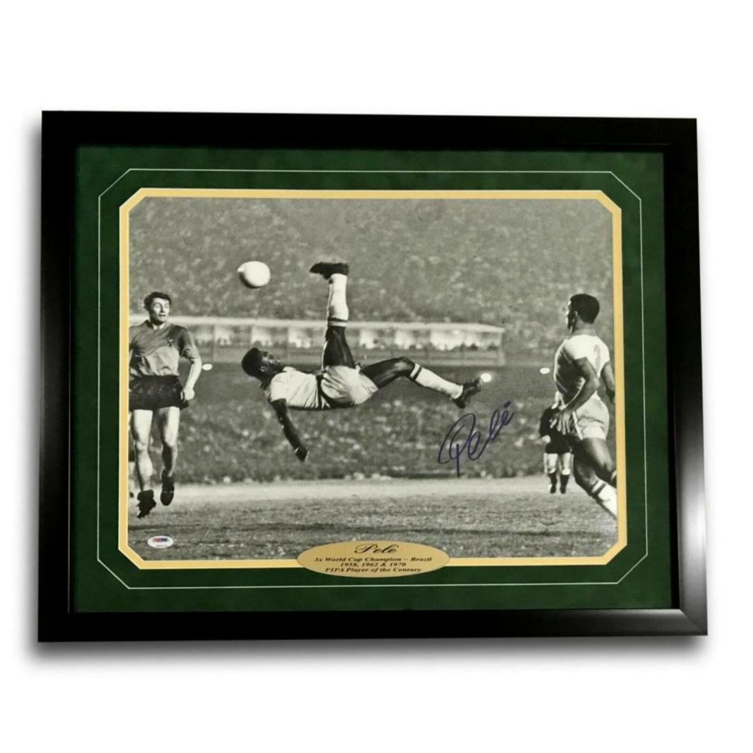 Pele Signed 16x20 Framed "Bicycle Kick" Autograph 16x PSA/DNA COA Brazil Cosmos (1 of 1)