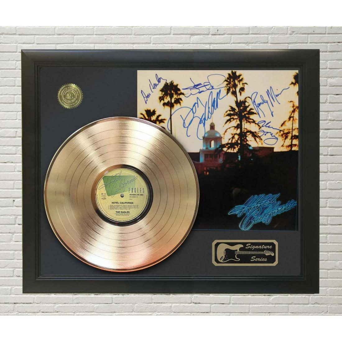 Eagles â€“ Hotel California Framed Signature Gold LP Record Display M4 (1 of 1)