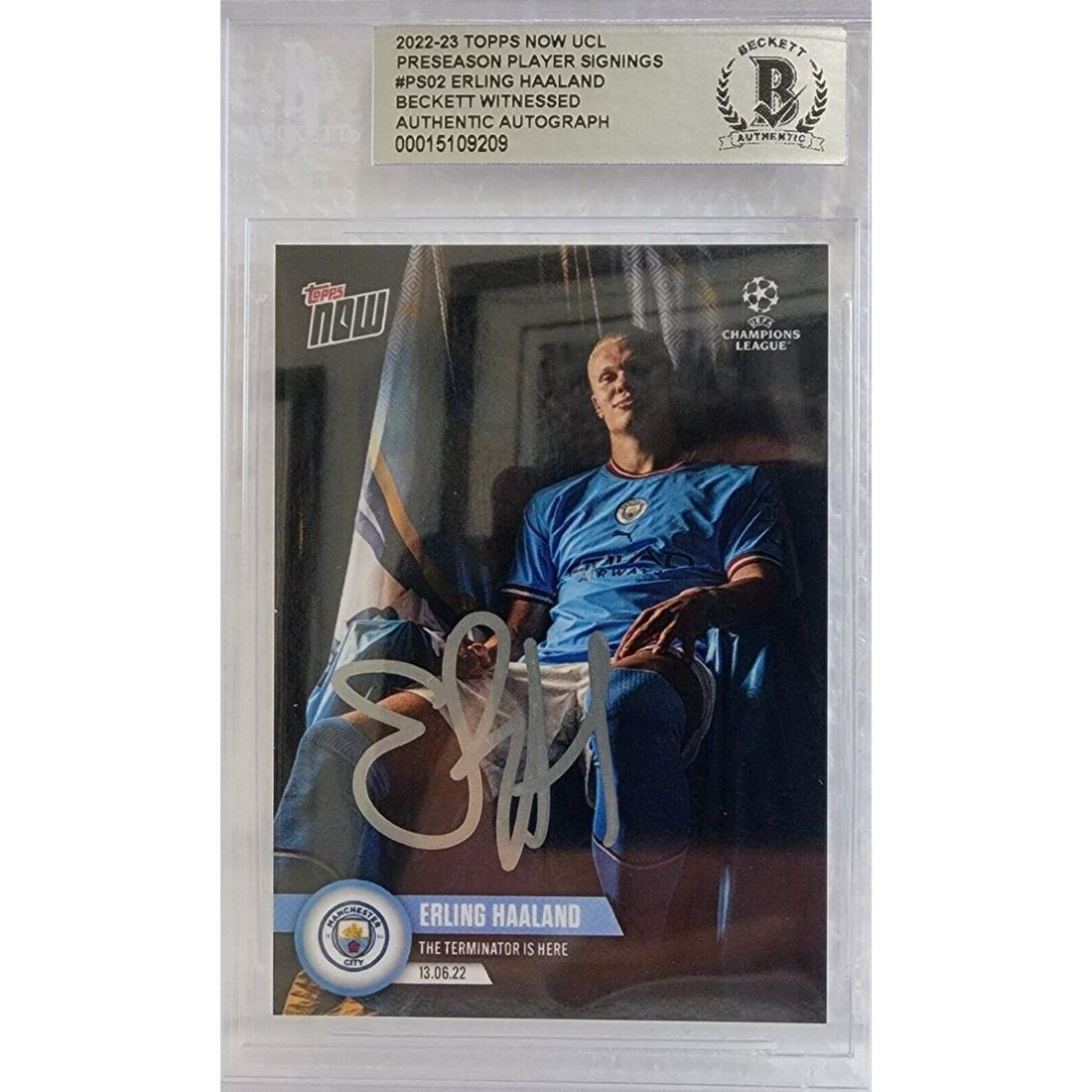 2022-23 Erling Haaland Signed Topps Now #PS02 Manchester City Auto (BAS SLABBED) (1 of 1)
