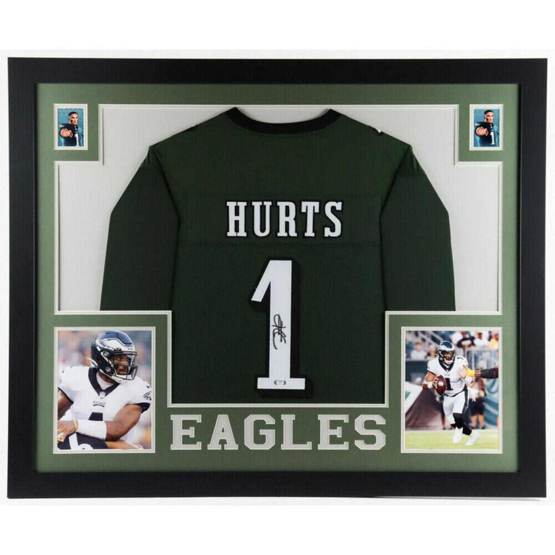 Jalen Hurts Signed Philadelphia Eagles 35 x 43 Framed Jersey (PSA COA) (1 of 1)