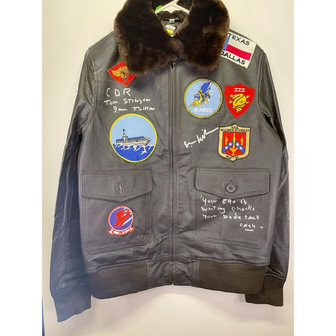 VAL KILMER JAMES TOLKAN SignedTop Gun Bomber Jacket (JSA BAS): VAL KILMER JAMES TOLKAN SignedTop Gun Bomber Jacket (JSA BAS)