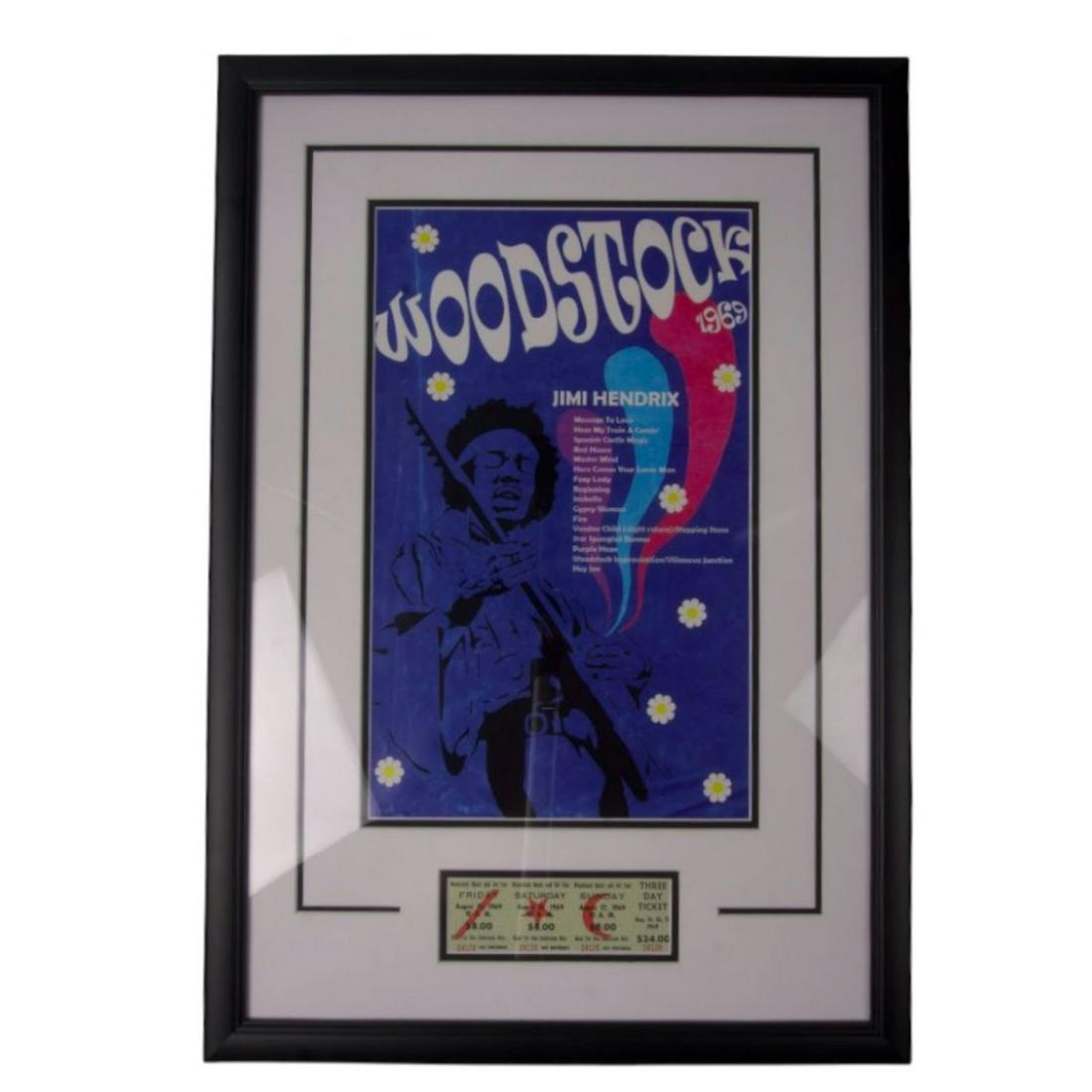Woodstock 1969 11x17 Framed Alternate Poster Photo w/ Original Ticket (1 of 1)