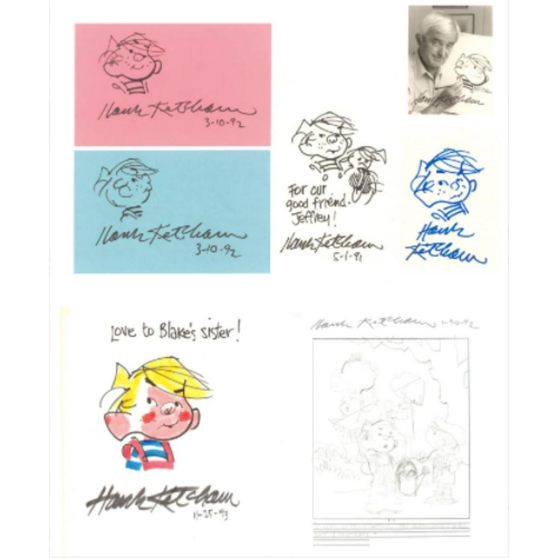 Lot of (7) Hank Ketcham Signed Dennis The Menace Photograph and Sketch Collection (Beckett Pre-Cert) (1 of 1)