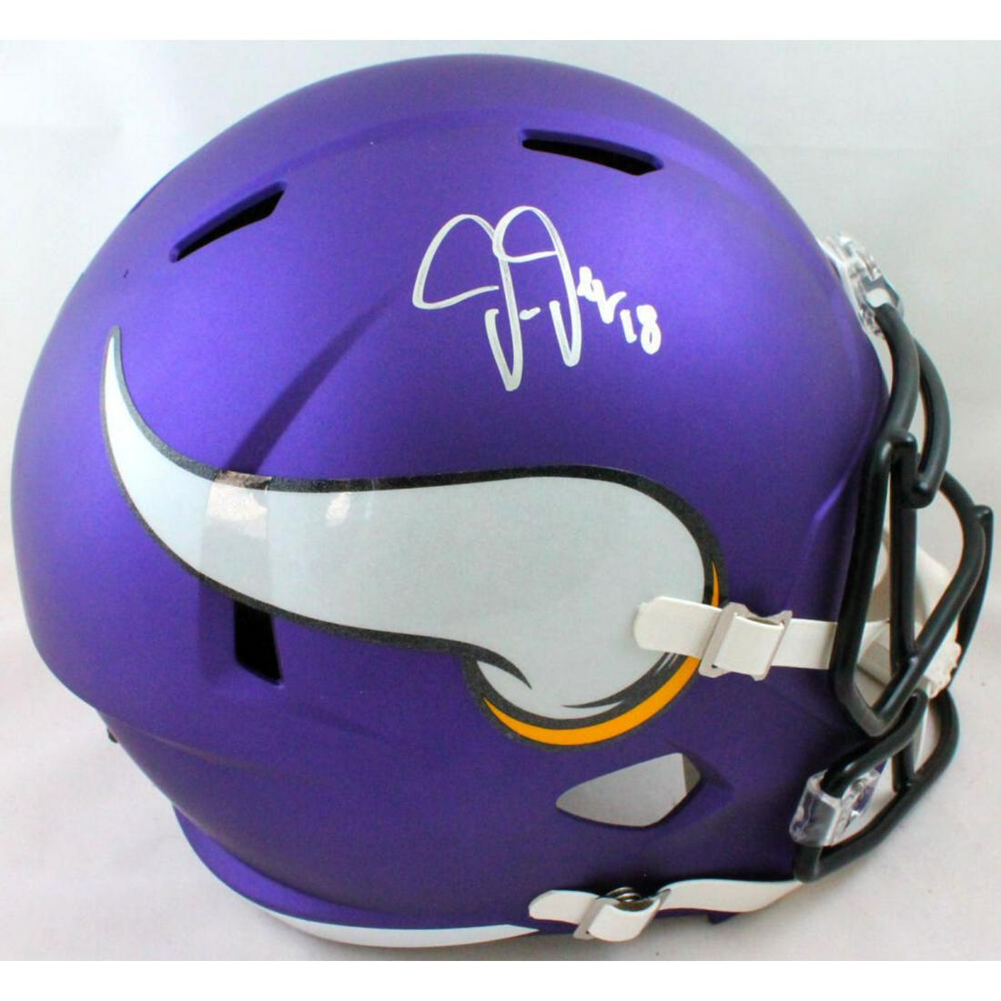 Justin Jefferson Signed Vikings F/S Speed Helmet (BAS COA) (1 of 2)