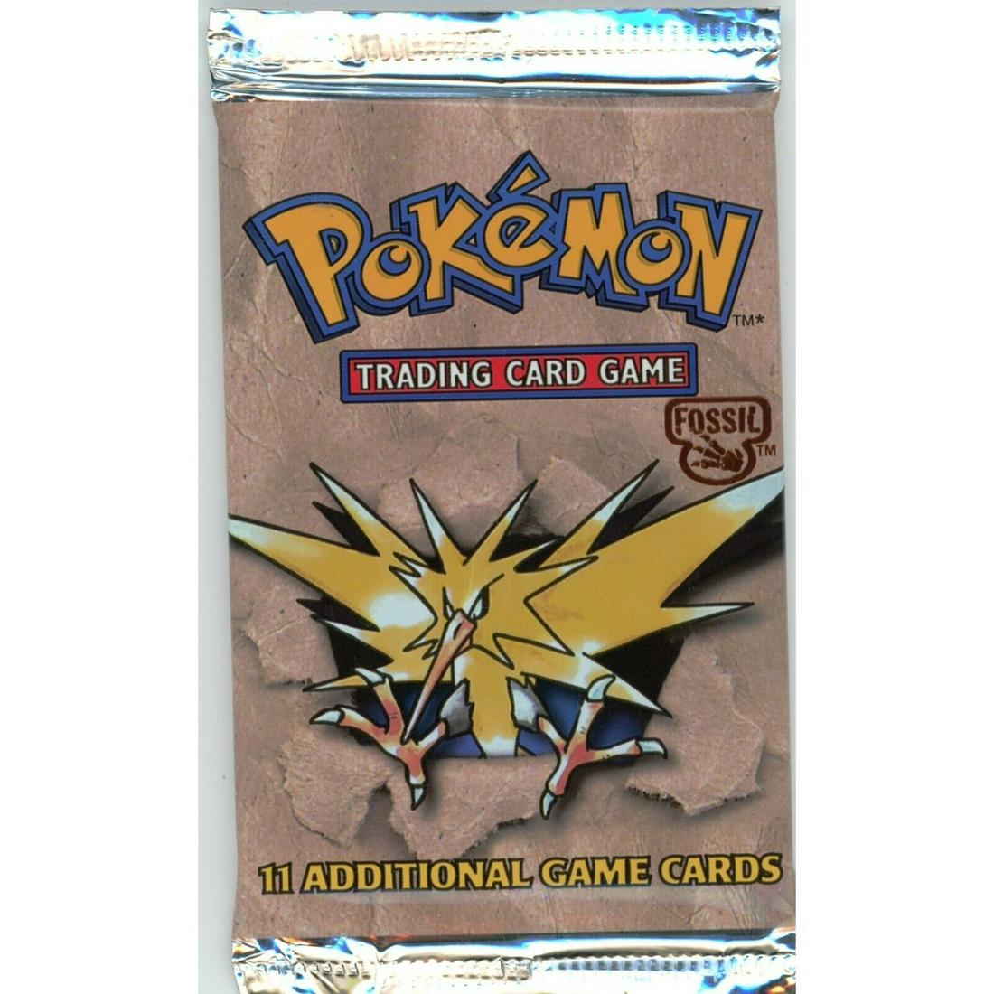 Pokemon Fossil Unlimited 1999 Sealed Authentic Booster Pack Zapdos Art: Pokemon Fossil Unlimited 1999 Sealed Authentic Booster Pack Zapdos Art