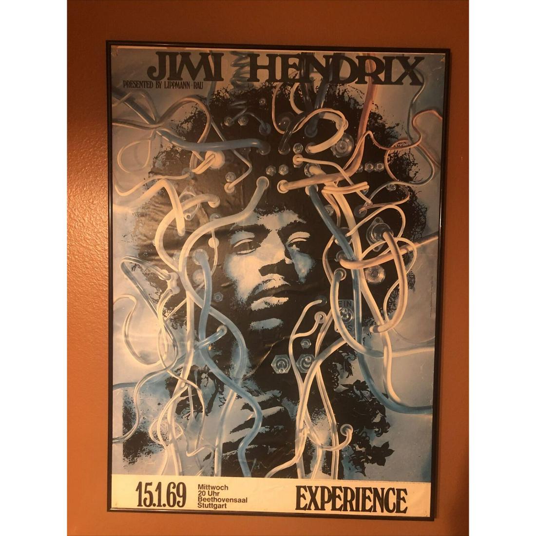 VINTAGE ORIGINAL 1969 STUTTGART Jimi Hendrix Experience Concert Tour Merchandise Poster (1 of 1)