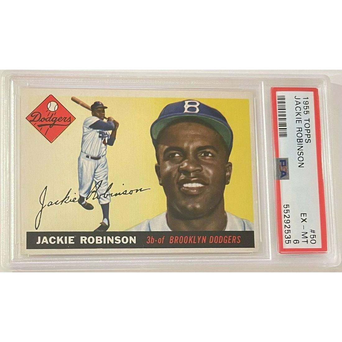 1955 Topps #50 Jackie Robinson PSA 6 EXMT Dodgers HOF - Recently Graded Stunner! (1 of 1)