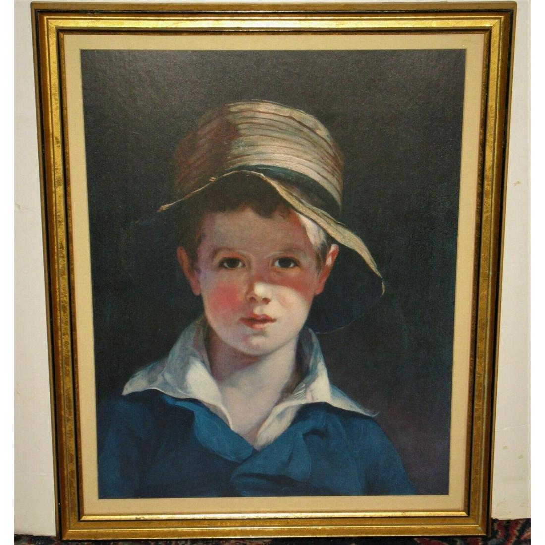 THOMAS SULLY. "BOY WITH TORN HAT" VINTAGE FRAME & MATTED PRINT ( 24 3/4 X20 1/4): THOMAS SULLY. "BOY WITH TORN HAT" VINTAGE FRAME & MATTED PRINT ( 24 3/4 X20 1/4)