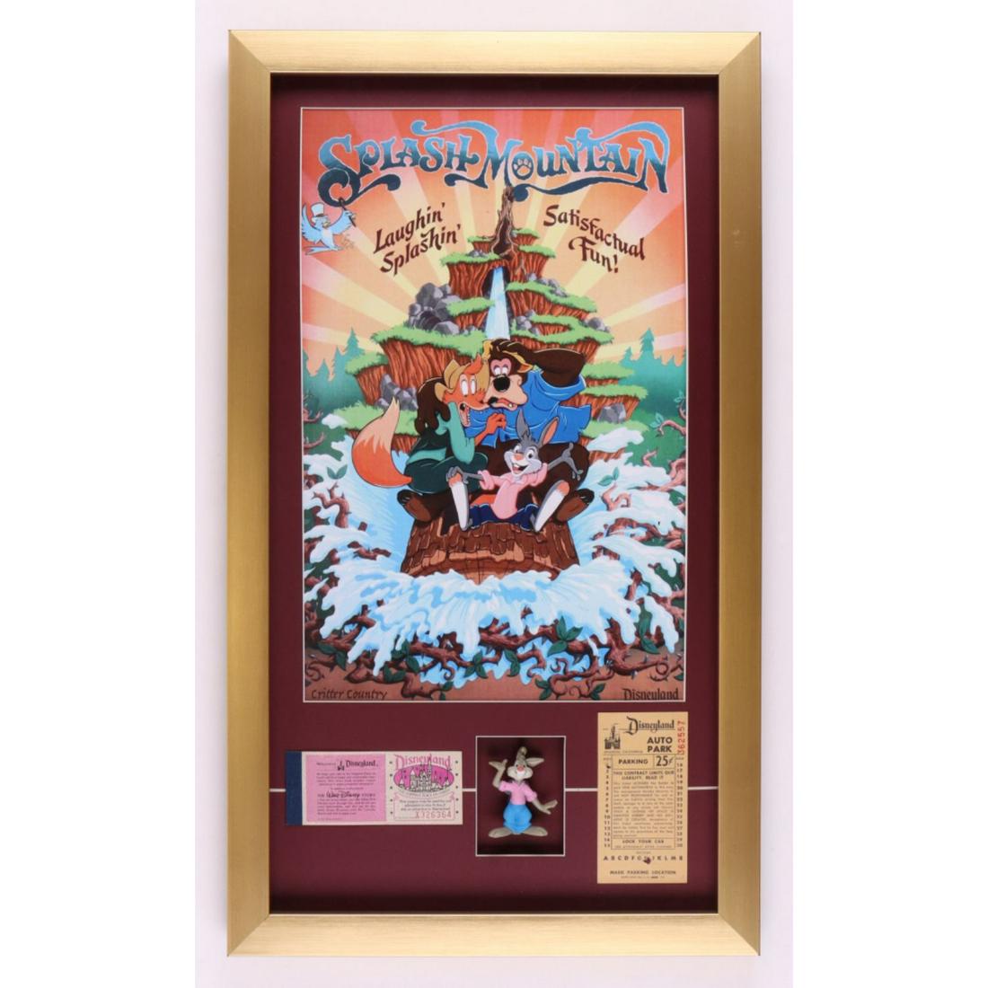 Disneyland Splash Mountain Custom Framed Poster with Vintage Ticket Booklet, Parking Pass & Br'er (1 of 1)