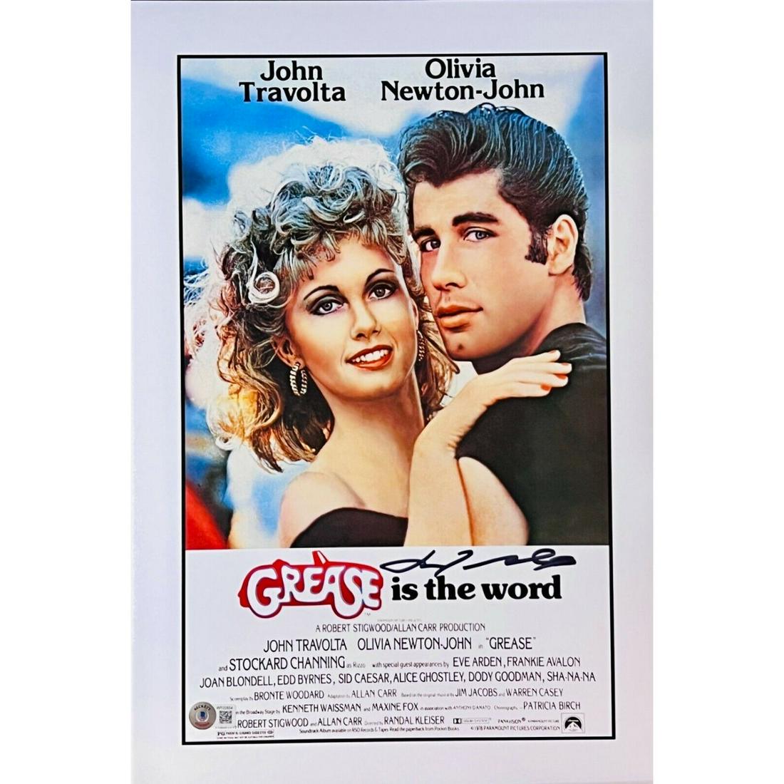 John Travolta Signed 12x18 Grease Movie Poster (Beckett COA) (1 of 1)