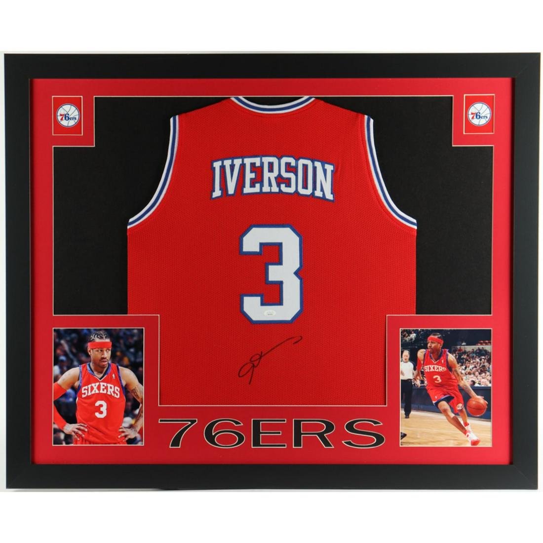 Allen Iverson Signed Custom Framed Jersey Display (JSA) (1 of 1)