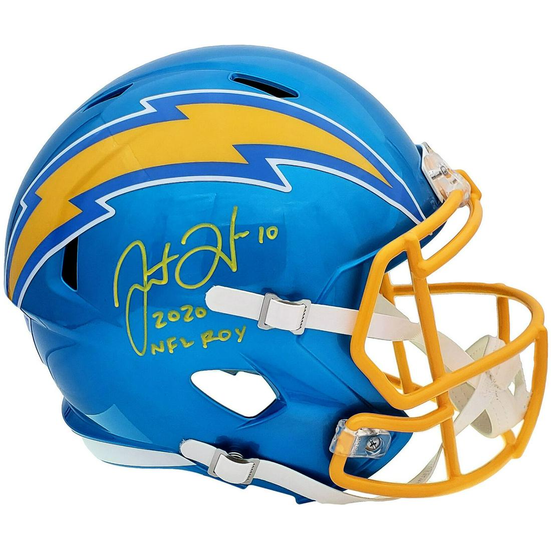 Justin Herbert Signed Full Size Chargers Helmet Inscribed "2020 R.O.Y." (Beckett COA) (1 of 4)