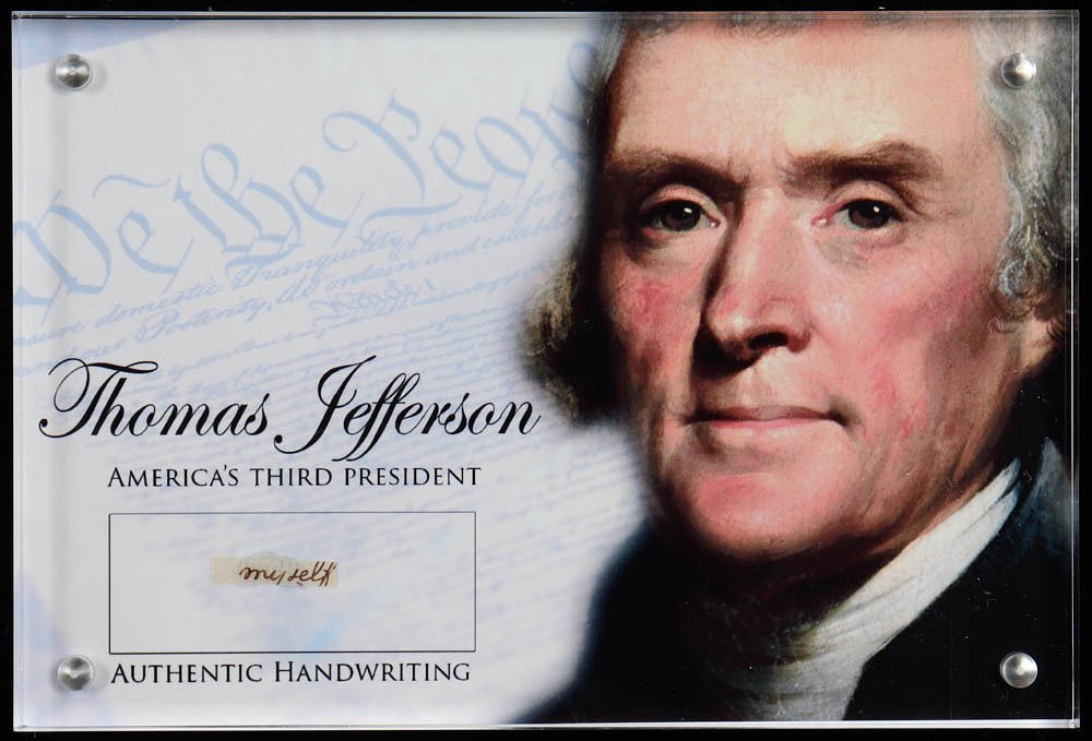 Thomas Jefferson Authentic Hand-Written Word Cut in Acrylic Display Case (JSA LOA) (1 of 2)