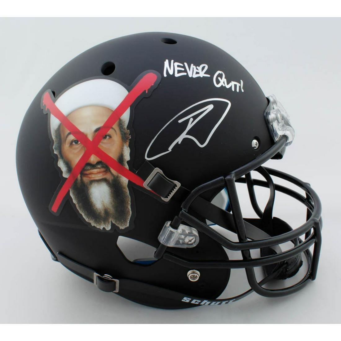 Robert O'Neill Signed Custom "Osama Bin Laden" Full-Size Matte Black Helmet Inscribed "Never Quit!" (1 of 1)