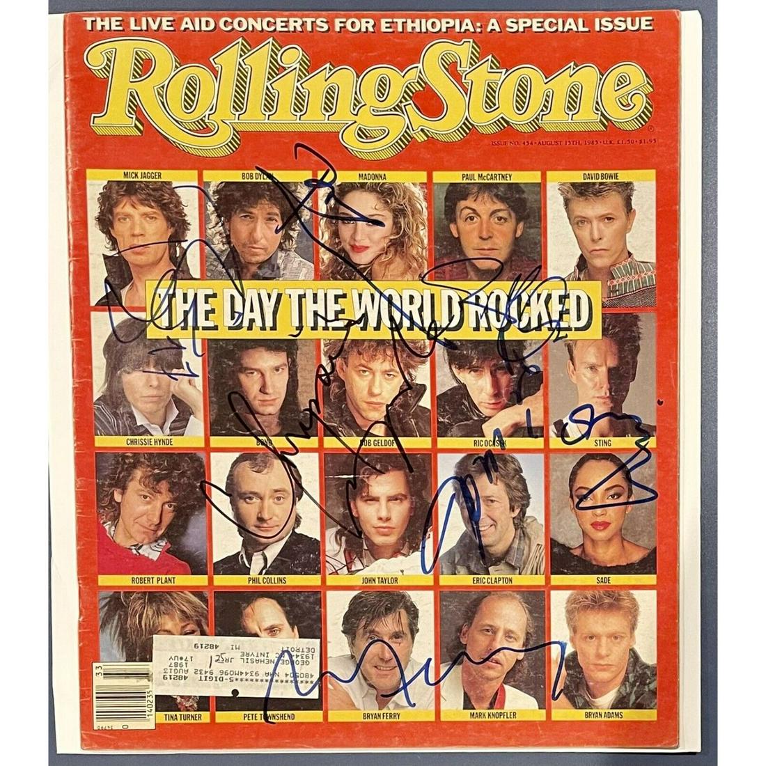 1985 Rolling Stone Magazine Signed By David Bowie, Pete Townshend, Robert Plant, Sting, Chrissie: 1985 Rolling Stone Magazine Signed By David Bowie, Pete Townshend, Robert Plant, Sting, Chrissie Hynde, Bryan Ferry & John Taylor (Beckett LOA)
