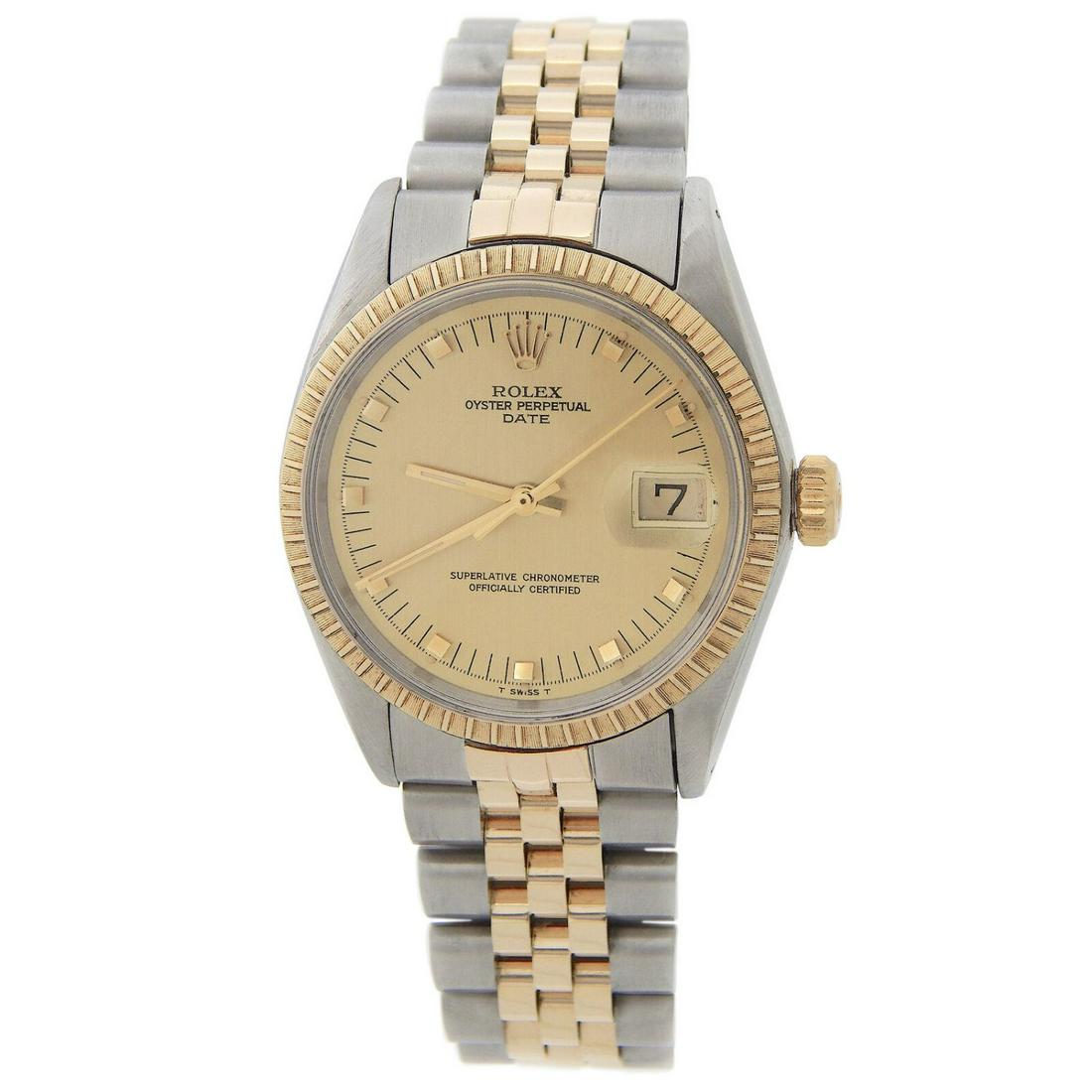 Vintage Rolex Date 1505 Mens Two-Tone Yellow Gold & Stainless Steel Watch With Champagne Dial (1 of 5)
