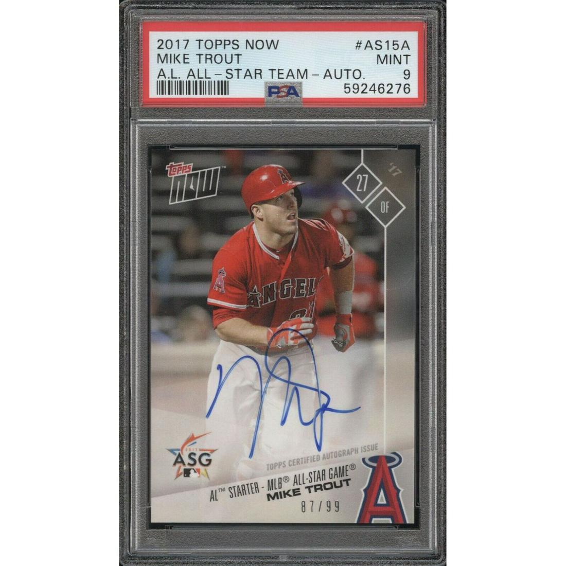 Mike Trout 2017 Topps Now #AS15A All Star Auto /99 (PSA 9) (1 of 1)