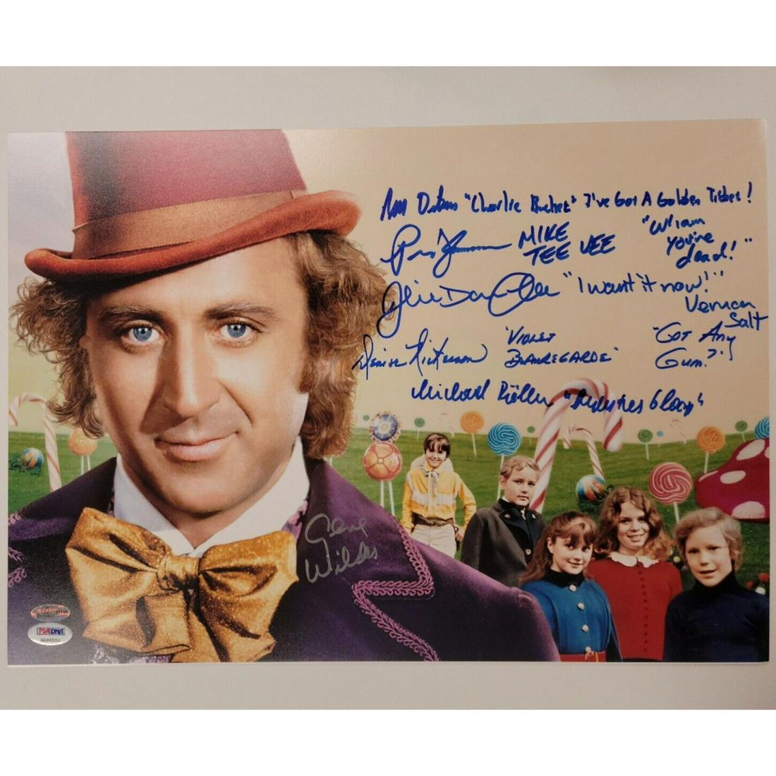 Gene Wilder + Willy Wonka Cast 6 Signed 12x17 Photo Poster + Quotes (PSA LOA) (1 of 2)