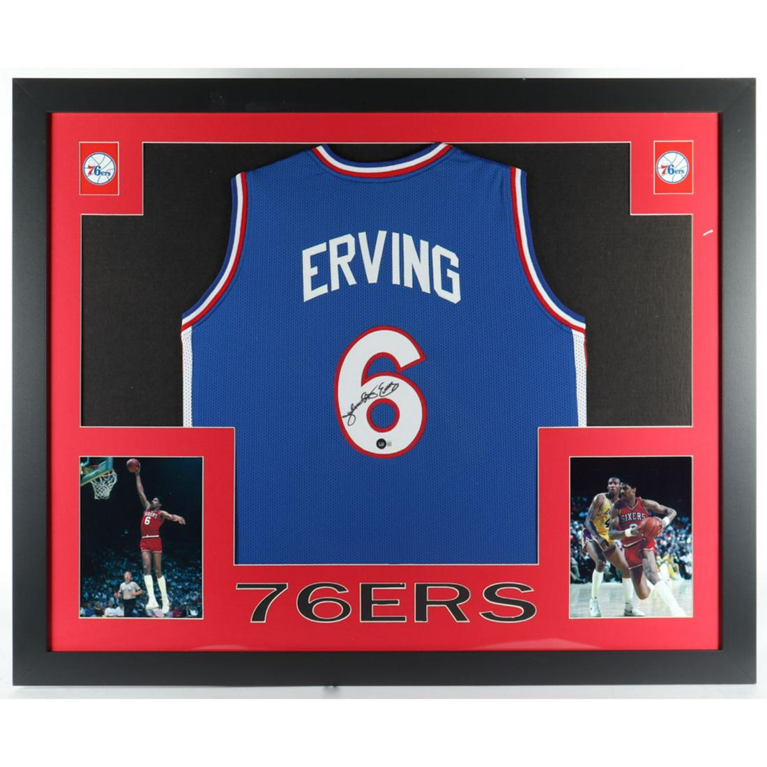 Julius Erving Signed Custom Framed Jersey Display (Beckett) (1 of 1)