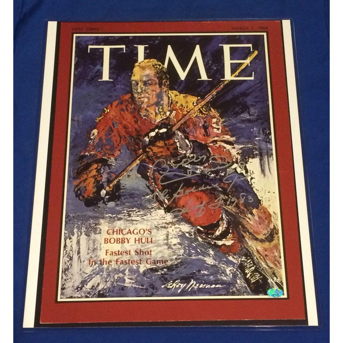 Bobby Hull Signed 1968 Time Cover 16x20 Photo (PSA COA) Leroy Neiman (1 of 3)