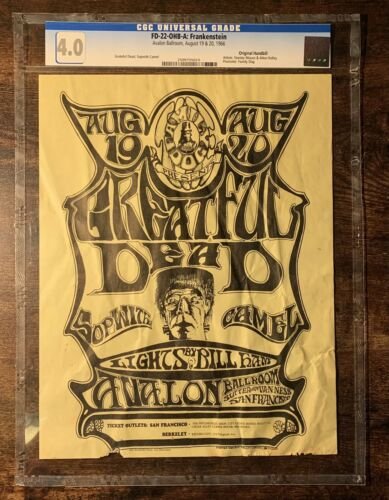 1966 FD 22 Grateful Dead Avalon Ballroom Handbill CGC 4.0 Frankenstein Iconic (1 of 2)