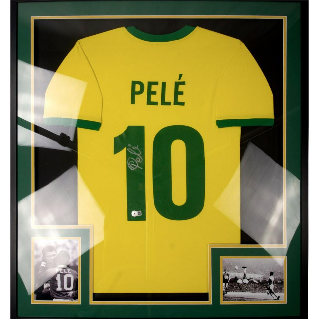 Framed Pele Signed Brazil National Team Jersey (Beckett COA) (1 of 1)