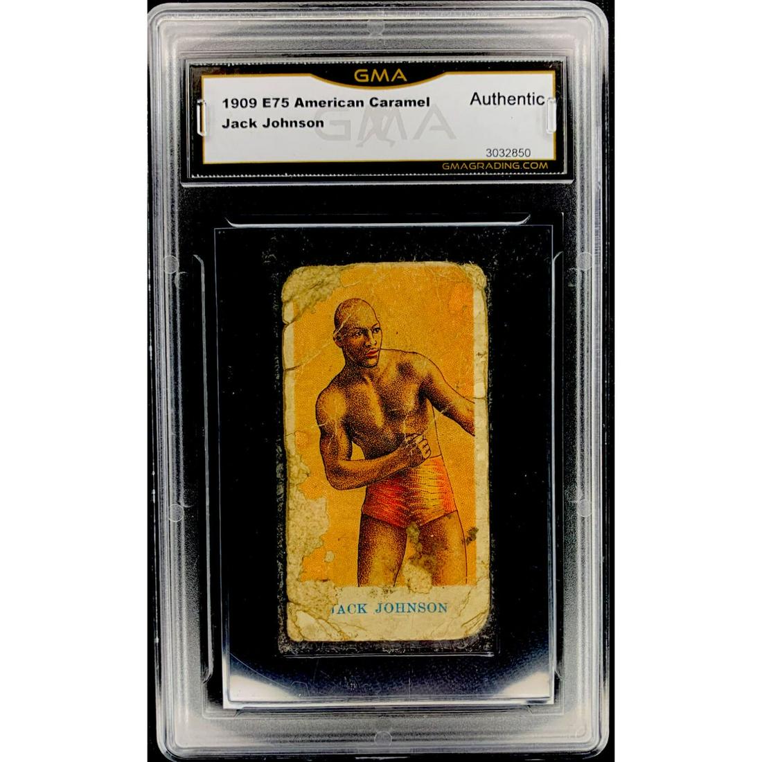 Rare Jack Johnson 1909 E75 American Caramel Tobacco Card (GMA Authentic): Rare Jack Johnson 1909 E75 American Caramel Tobacco Card (GMA Authentic)