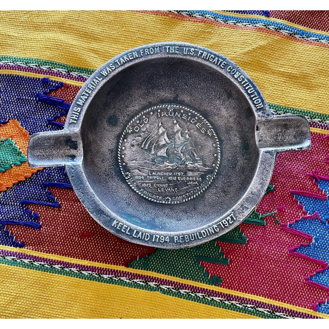 USS Constitution 1927 Rebuilding Salvage Ashtray Old Ironsides Frigate (1 of 1)