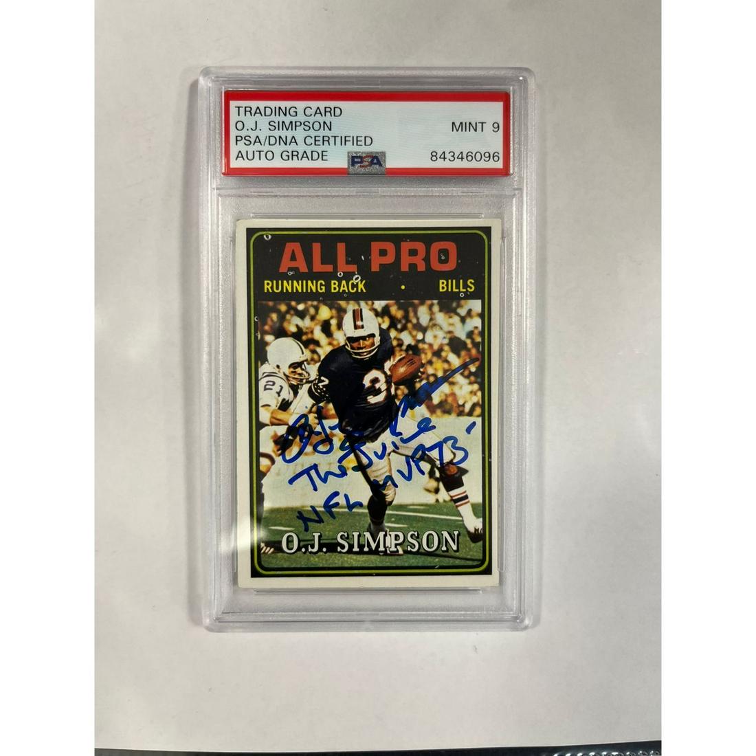 OJ SIMPSON SIGNED INSCRIBED ALL PRO CARD PSA 9 AUTO #130 (1 of 1)