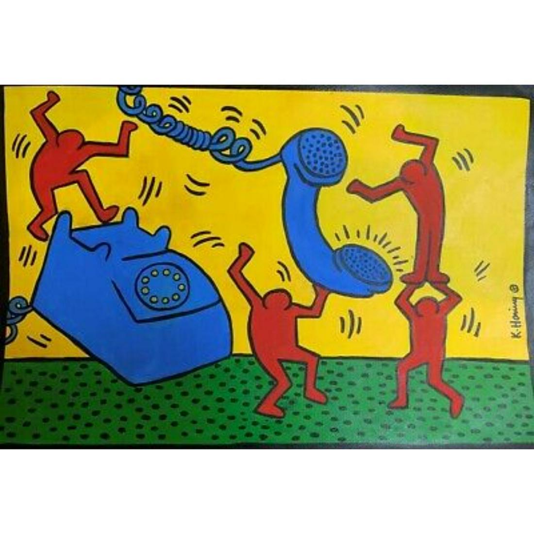 Keith Haring GOUACHE ON CARDBOARD SIGNED AND FRAMED: Keith Haring GOUACHE ON CARDBOARD SIGNED AND FRAMED