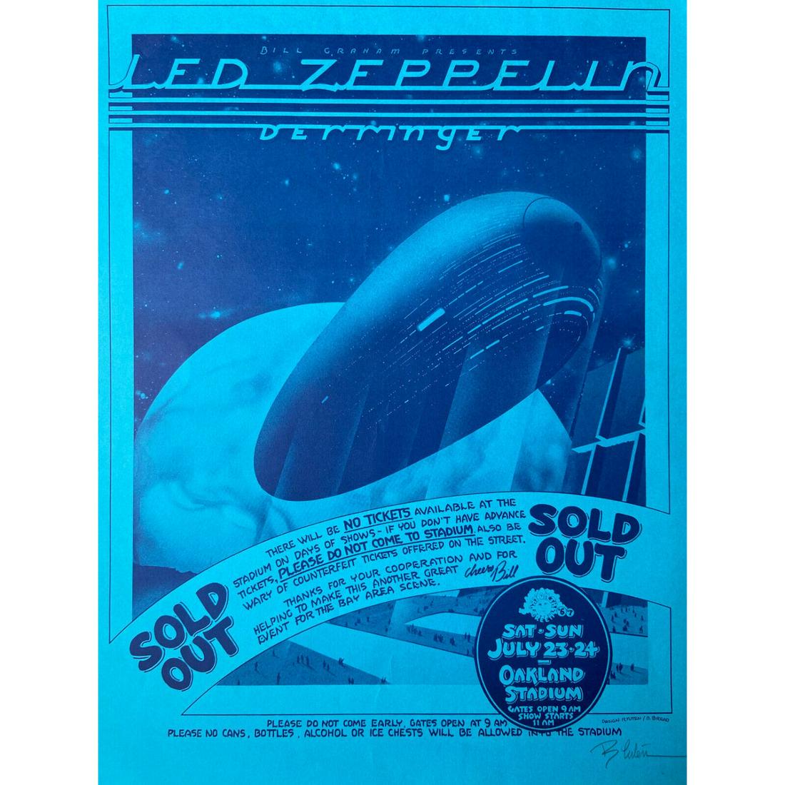 1977 1st Print Led Zeppelin Poster Signed Randy Tuten LAST US PERFORMANCE (1 of 1)