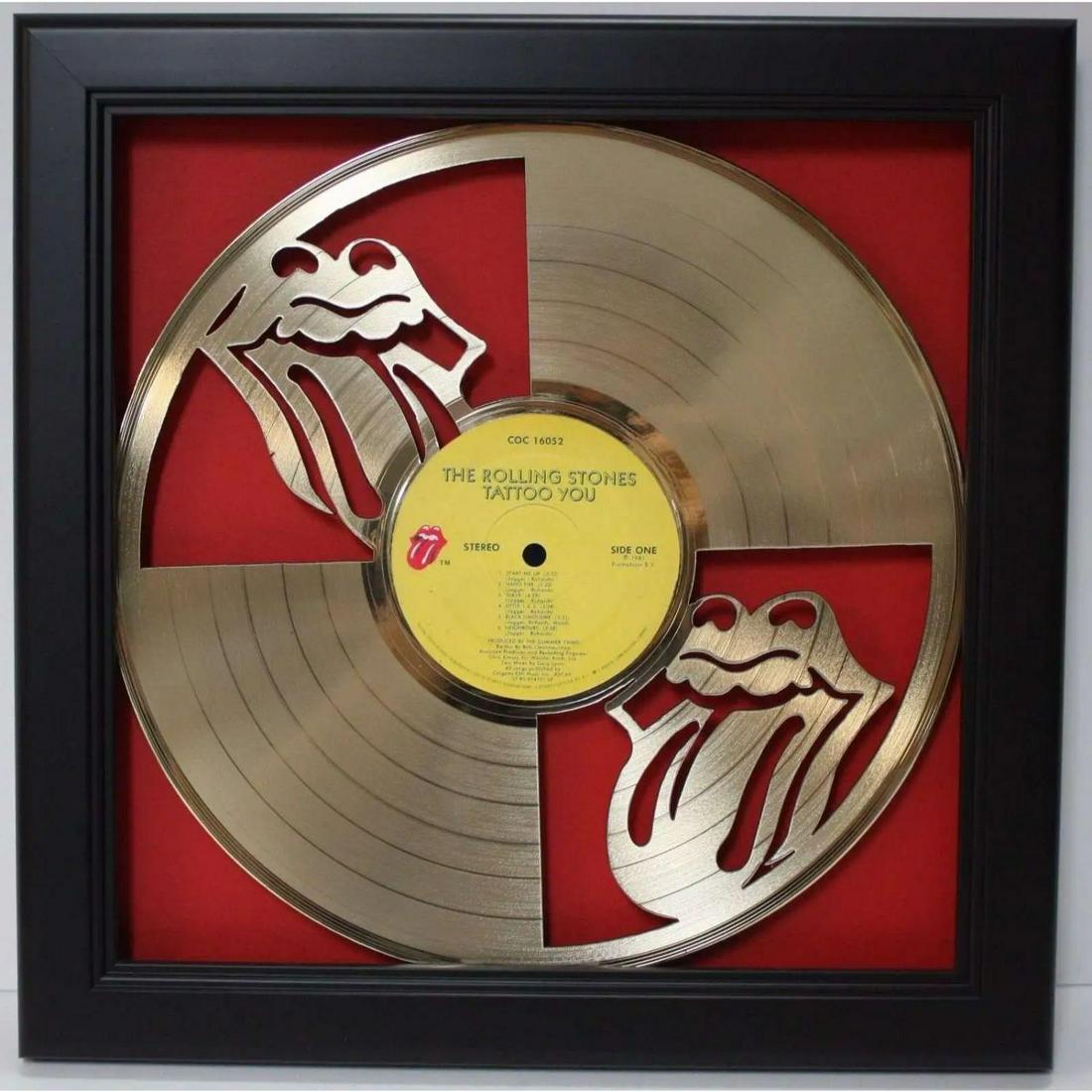Rolling Stones Framed Laser Cut Gold LP Record Shadowbox Wallart (1 of 1)