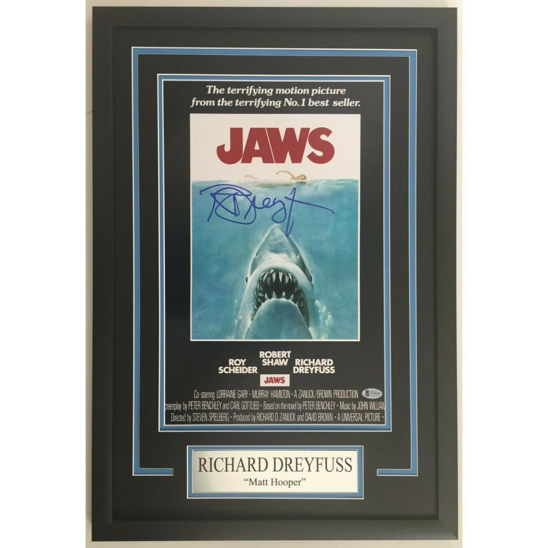 Richard Dreyfuss Signed JAWS 12x18 Movie Poster Framed Display BAS COA (1 of 1)