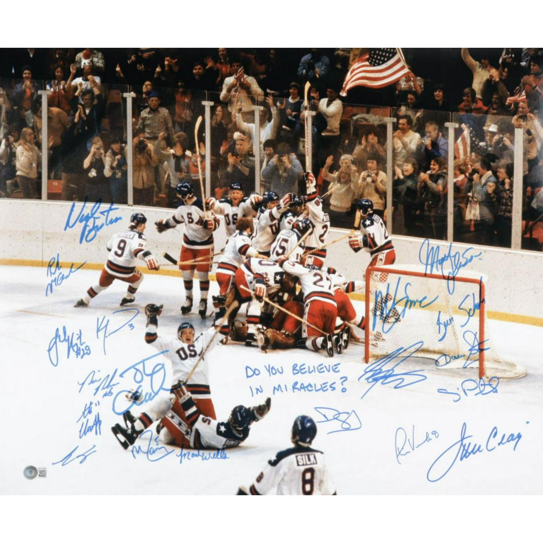 1980 Team USA "Miracle on Ice" 20x24 Photo Team-Signed by (19) with Jim Craig, Mike Eruzione, Dave (1 of 1)