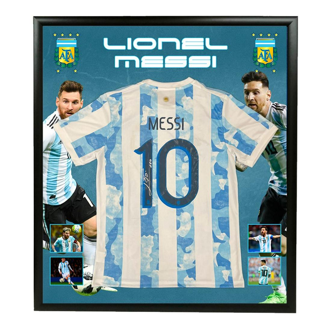 Lionel Messi Signed & Custom Framed Argentina Jersey (Beckett COA) (1 of 1)