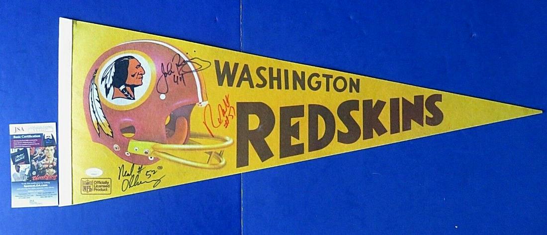 REDSKINS MULTI-SIGNED FULL SIZE FOOTBALL PENNANT John Riggins ~ JSA VV53137 (1 of 1)