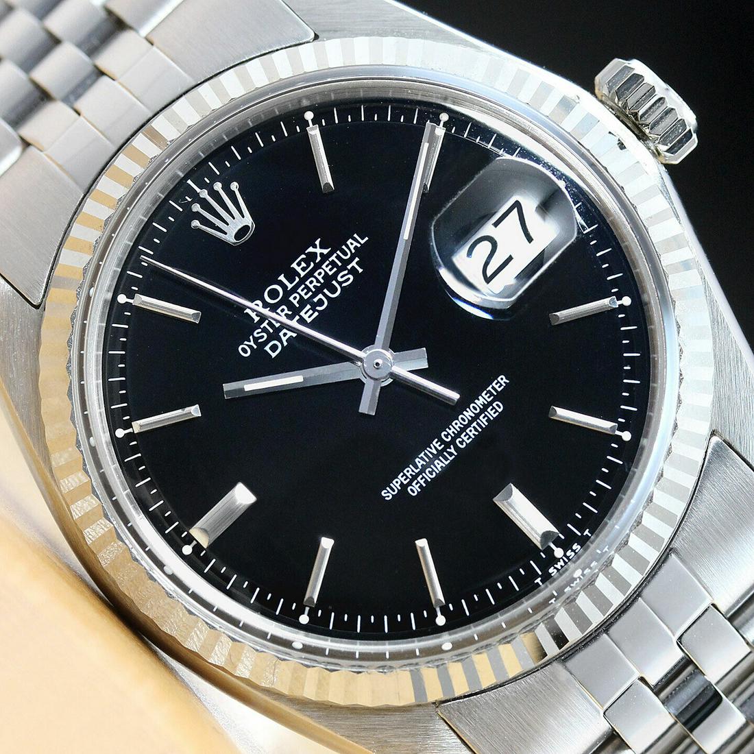 Mens 18k White Gold & Stainless Steel Rolex Datejust With A Black Dial (1 of 5)