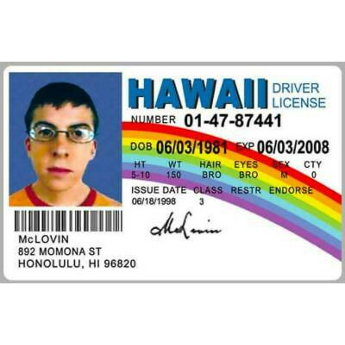 McLovin Drivers License ID Card Superbad Movie Prop (1 of 1)