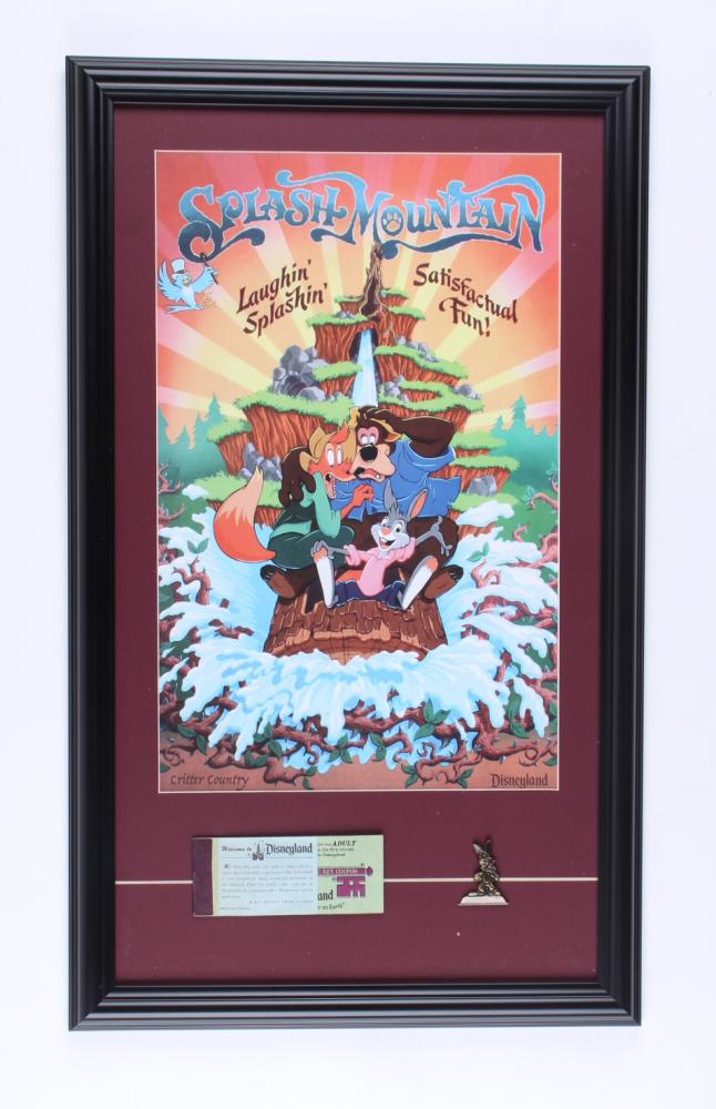 Disneyland "Splash Mountain" 15x25 Custom Framed Print Display with Retired Brer Rabbit Bronze Pin & (1 of 1)