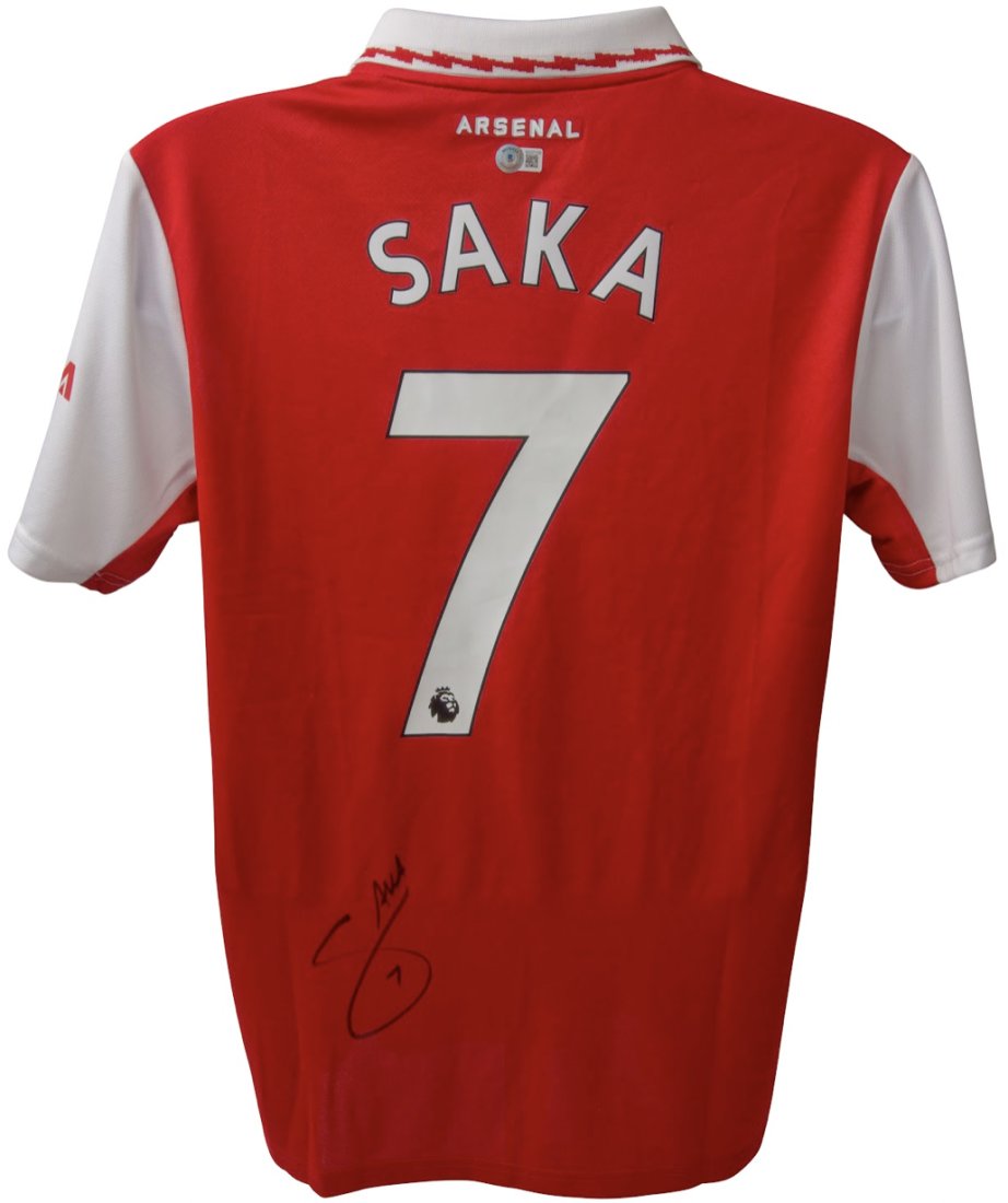 Bukayo Saka Signed On Jersey Arsenal 2022-2023 Home Jersey (Beckett): Bukayo Saka Signed On Jersey Arsenal 2022-2023 Home Jersey (Beckett)