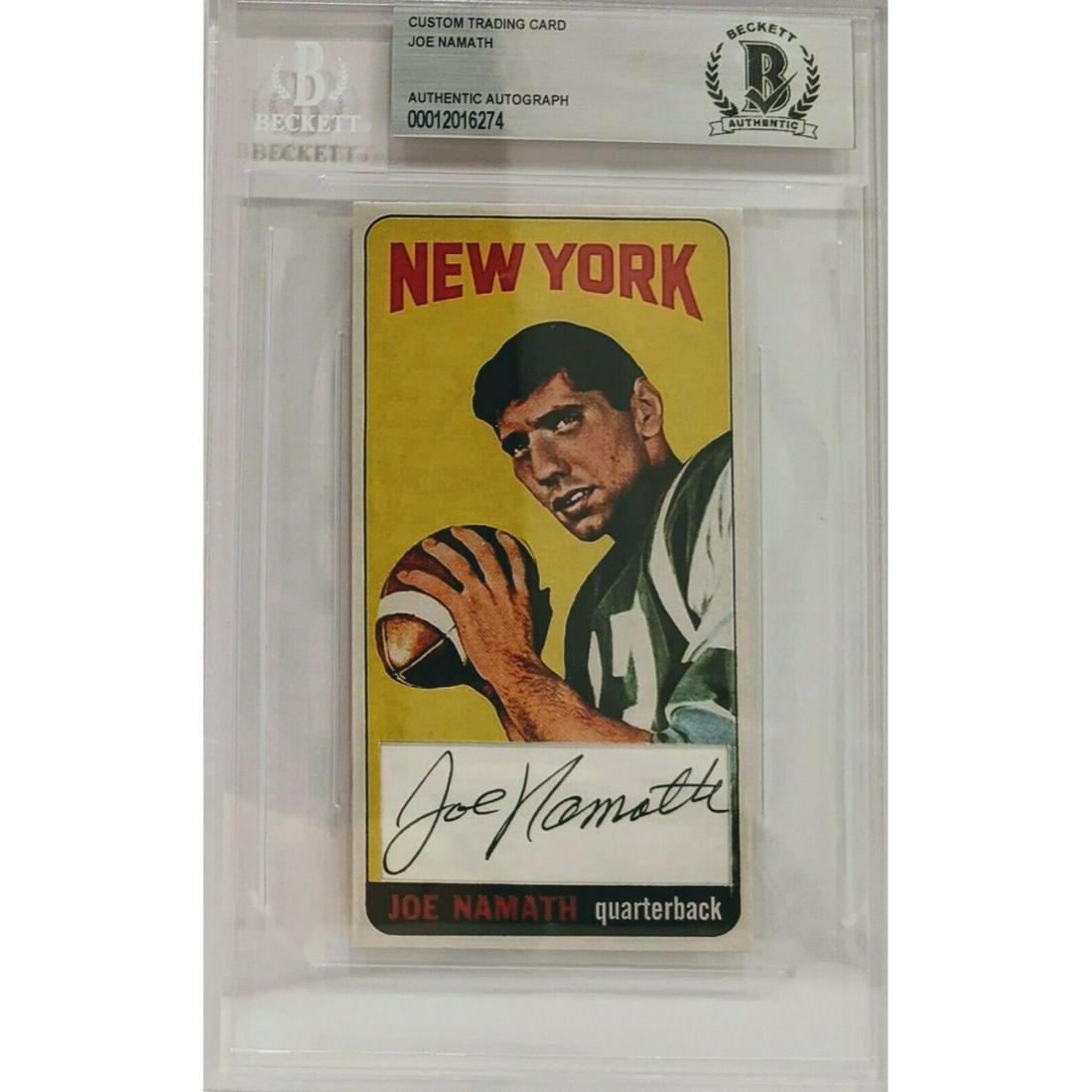 JOE NAMATH Signed Autograph Beckett Slabbed 1965 RC Reprint Trading Card (1 of 1)
