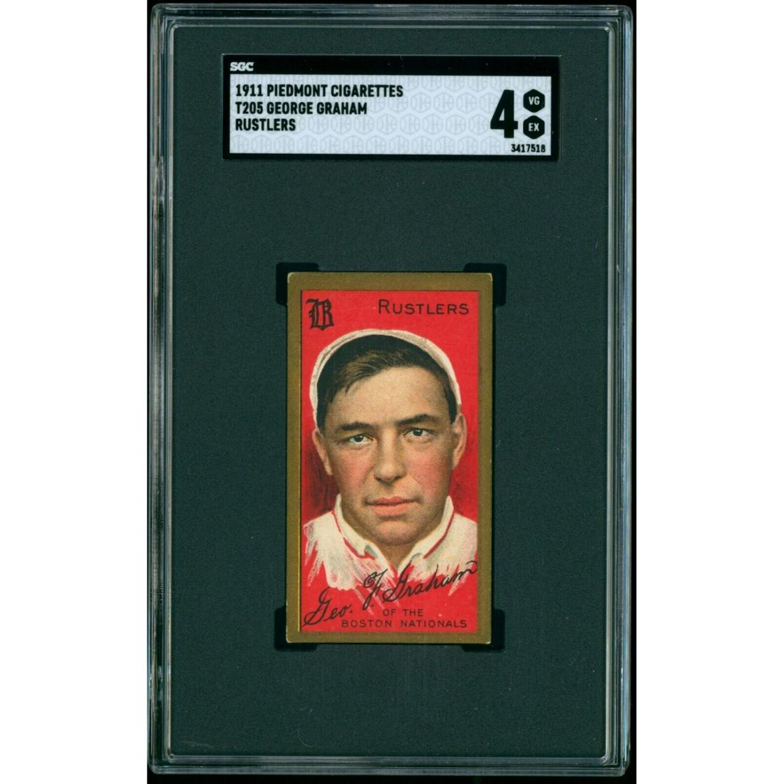 George Graham 1911 Piedmont Cigarettes T205 Rustlers (SGC 4): George Graham 1911 Piedmont Cigarettes T205 Rustlers (SGC 4)