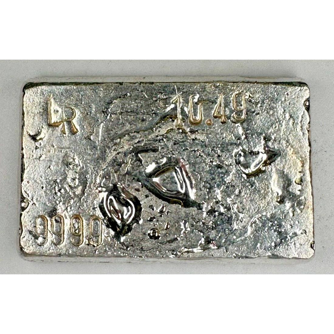 Vintage Old Pour Ten 10.49 Troy Oz .999 Pure Solid Silver Bullion Bar .9999 (1 of 4)