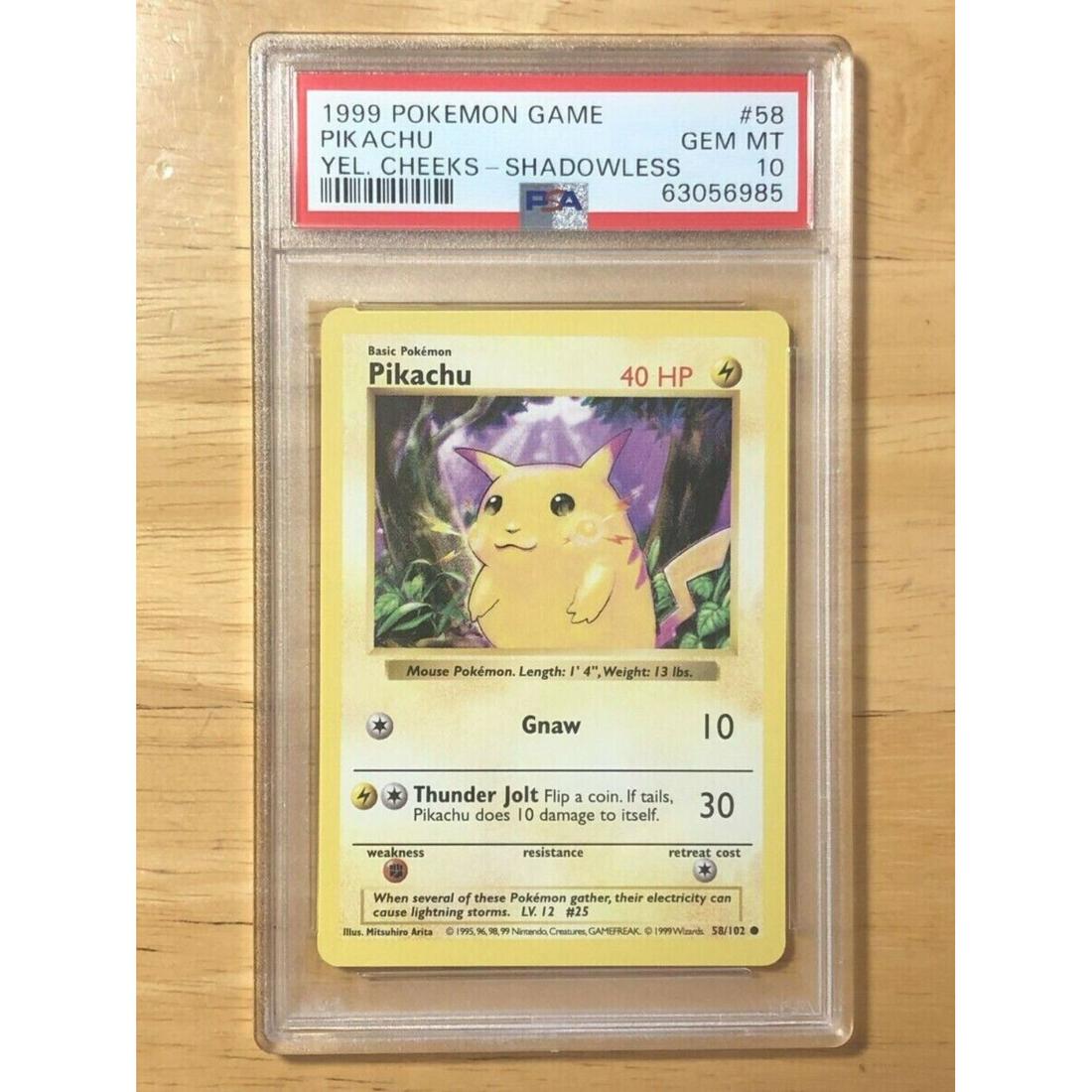 CD Promo Pikachu Pokemon 1999 JP Card Stock Shadowless English 58/102 PSA 10 (1 of 1)