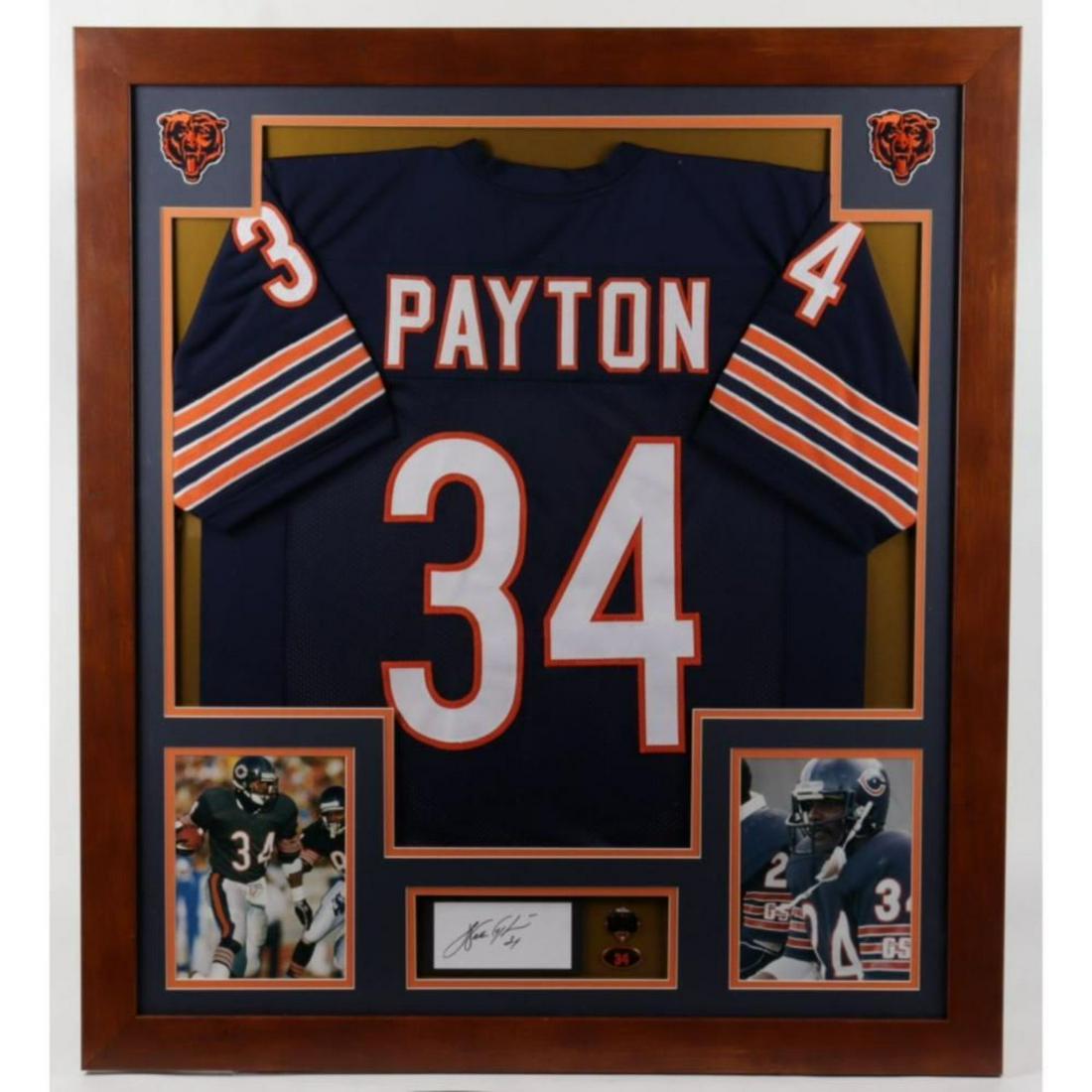Walter Payton Signed 33.5x37.5 Custom Framed Cut Display (PSA) (1 of 1)