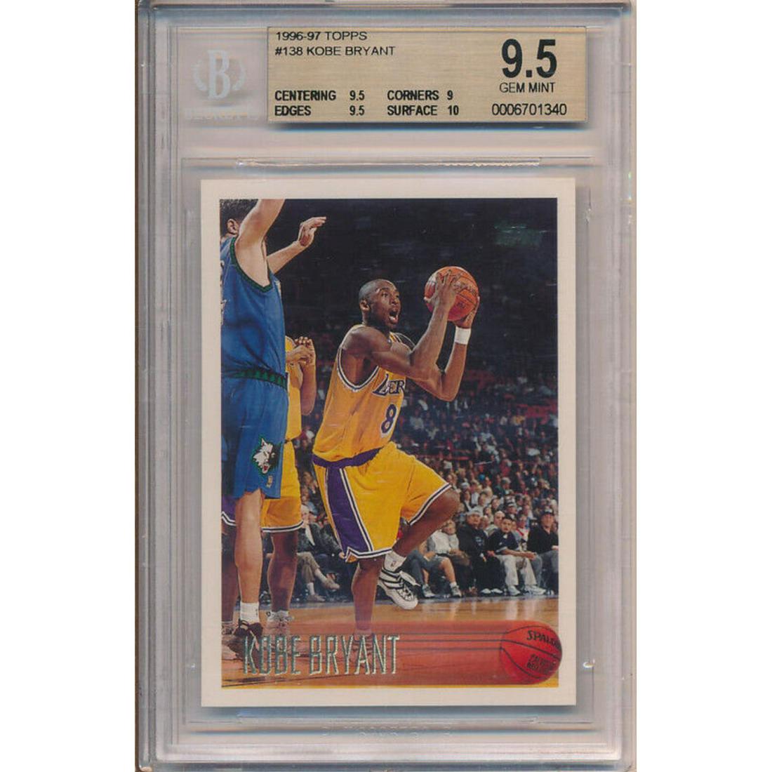 Kobe Bryant 1996-97 Topps #138 Rookie Card (Beckett 9.5) (1 of 2)